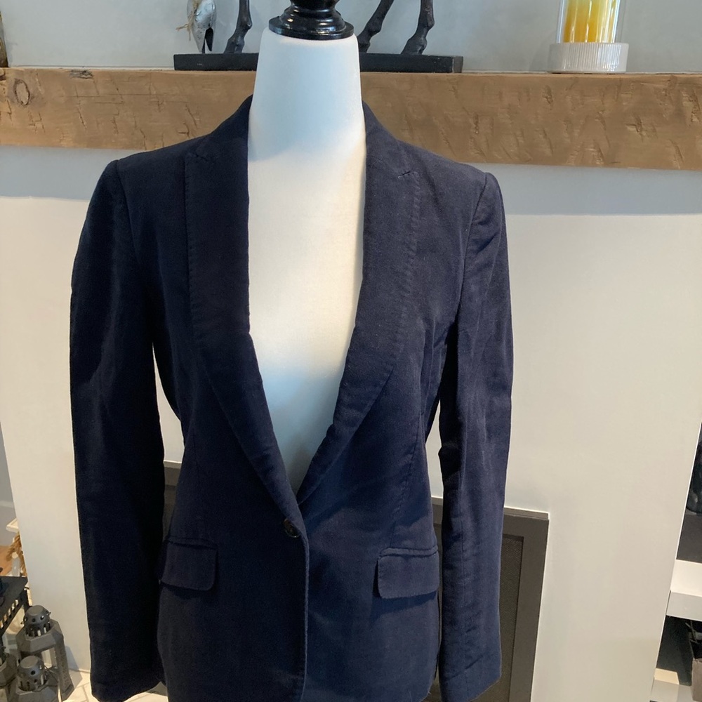 Massimo Dutti Navy blue imitation velvet jacket size 6 US